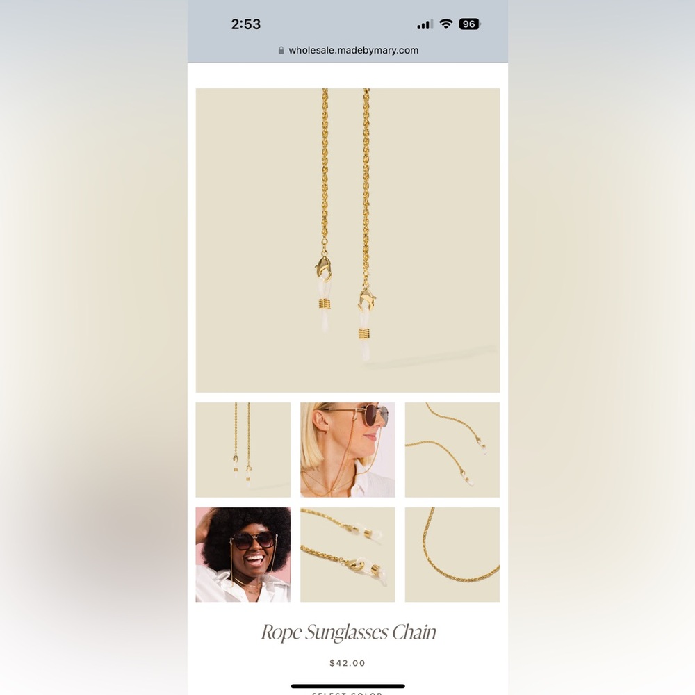 Made By Mary Gold Rope Sunglasses Chain